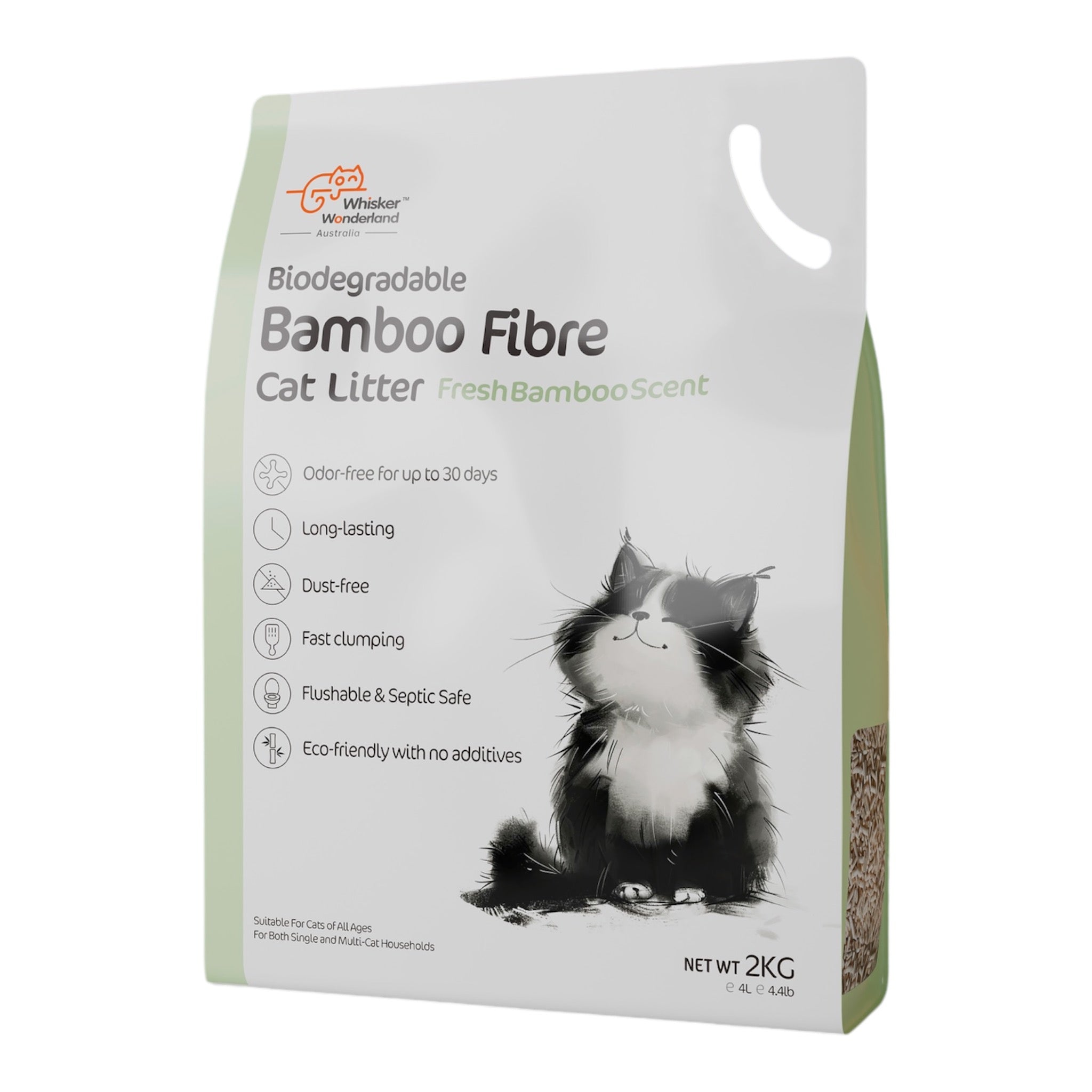 Biodegradable Bamboo Fibre Cat Litter - Fresh Bamboo Scent - 2KG