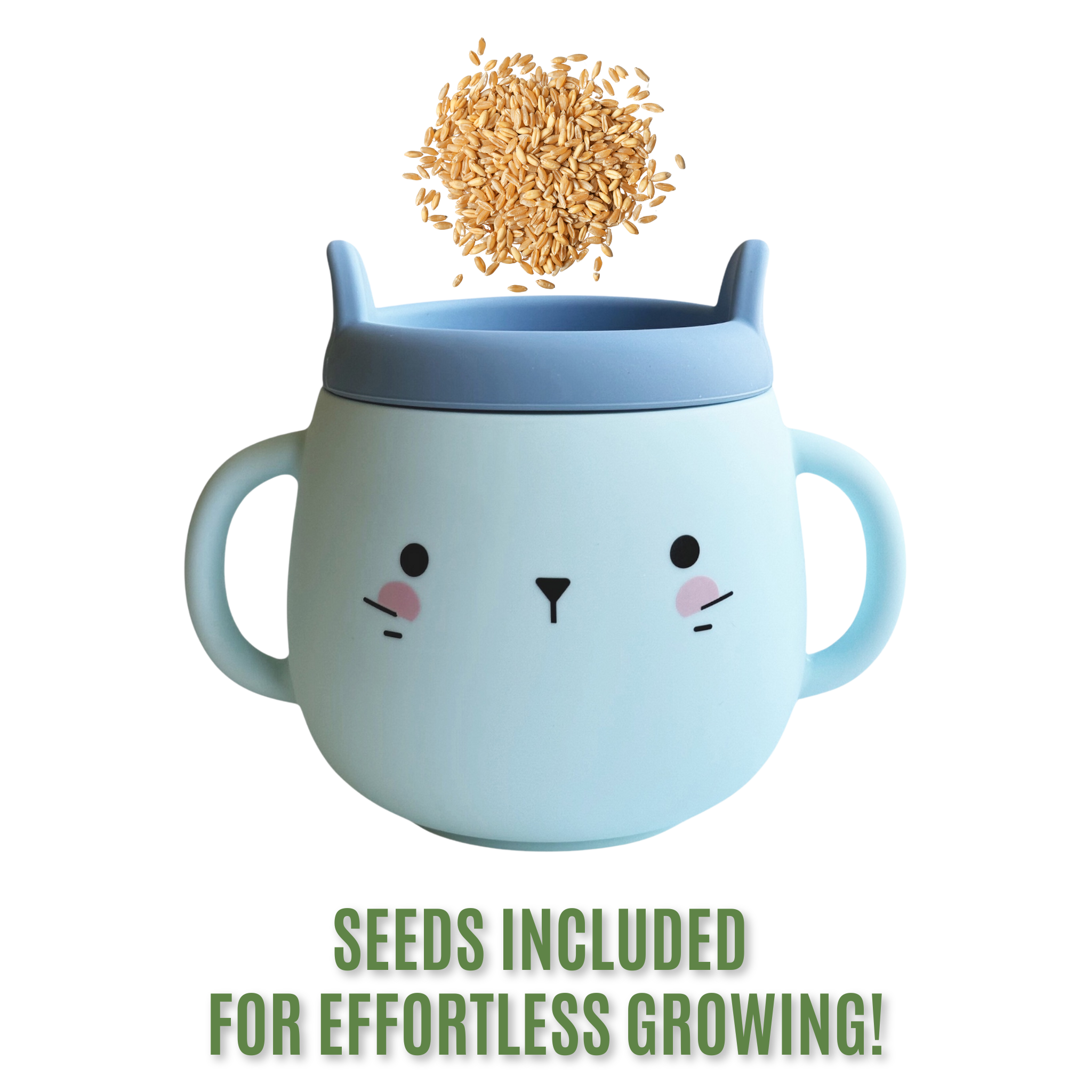 Reusable Hydroponic Cat Grass Mug – Blue