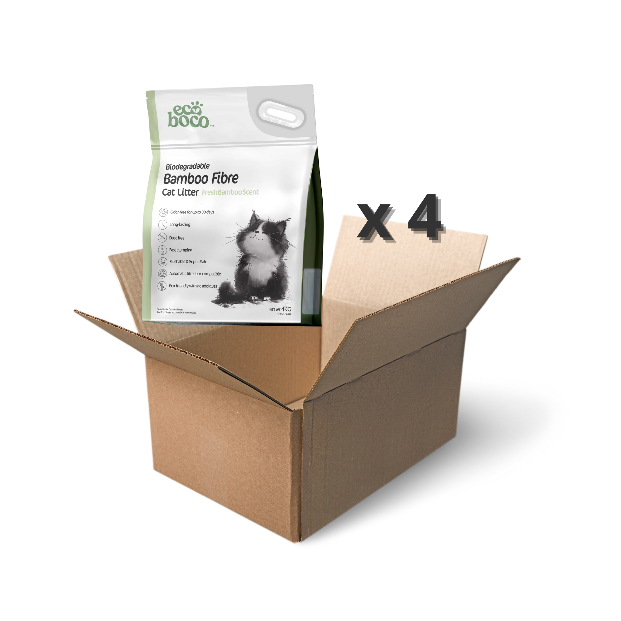 Bamboo Cat Litter - Family Value Pack (4 x 4kg)